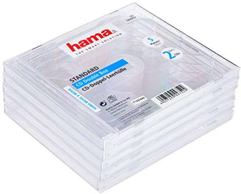 Hama Standard CD Double Jewel Case, pack of 5, transparent