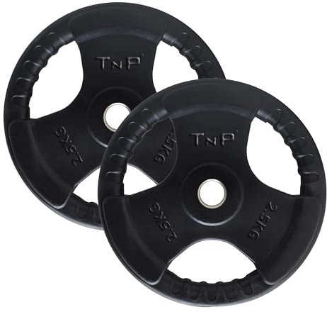 TnP Accessories� Rubber Standard 1 Radial TRI-GRIP Rubber Hammertone Disc Weight Plates EZ Bar Curl Barbell Dumbbell Weights Fitness Gym 2.5kg to 25kg Set (2 x 2.5KG)
