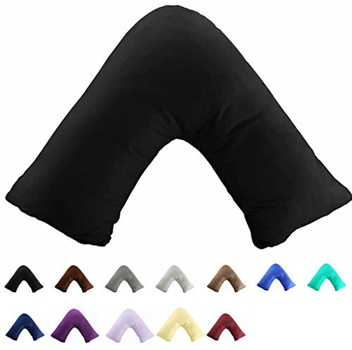 Gyulin 100% Cotton 300 Thread Count Soild Envelope Style V Shaped/Tri/Boomerang Standard Pillow Case Cushion Cover Only Cover No Insert (Black)