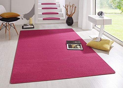 HANSE Home Tapis d'intérieur Fancy - Tapis de Salon uni Moderne en Velours pour Salle à Manger, Salon, Chambre d'enfant, Couloir, Chambre à Coucher, Cuisine - Rose, 80 x 150 cm