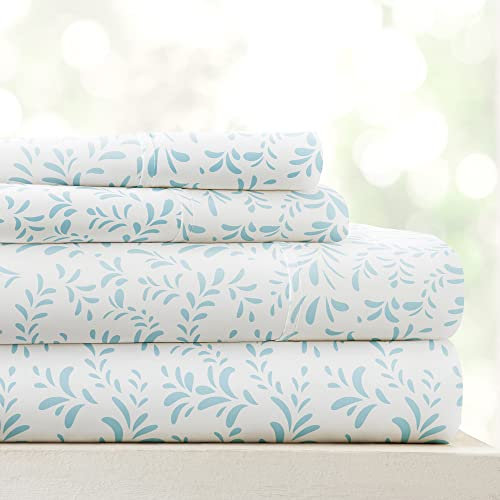 Linen Market 4-teiliges Queen-Bettwäsche-Set (hellblaue Ranken) – Schlafen Sie Besser als je zuvor mit diesen ultraweichen und kühlenden Bettlaken für Ihr Queen-Size-Bett, Tiefe Tasche für 40,6 cm