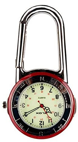 Glänzender silberner Klipp auf Karabiner-Roter u. Silber Anzeigetafel-leuchtendes Gesicht FOB Uhr für Doktoren Nurses Sanitäter Chefs