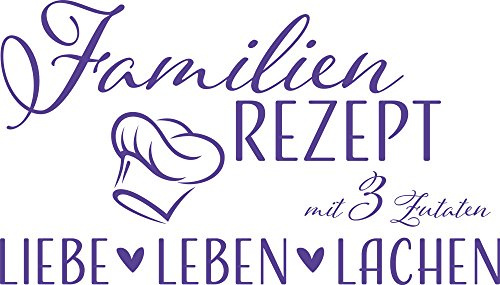 GRAZDesign Wandtattoo Wohnzimmer Familie Familienrezept mit 3 Zutaten, Lustig Sprüche Flur, Küche, Wandaufkleber selbstklebend, Wandsticker modern, 88x50cm, 043 lavendel