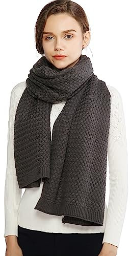 RIIQIICHY Strickschal Damen – Kuscheliger Winterschal, Schal Grau Damen, Weicher Damenschal für Winter