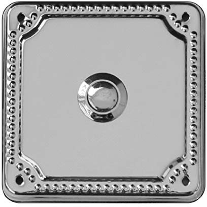 Türklingel-Klingel-Klingelplatte-Messing verchromt-80 x 80 mm Geprägt-Aufputz