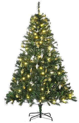HOMCOM Weihnachtsbaum Tannenbaum mit Deko 200 LEDs 745 Spitzen Ø 112 x H180 cm