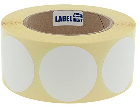 Markierungspunkte weiß - Ø 50 mm - 1.000 bunte Klebepunkte auf 1 Rolle(n), 40 mm Kern, Papier, Inventuretiketten selbstklebend