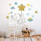 Kina - EcoTessuto Adesivo | Riposizionabile | Ecologico Anallergico | Elefantino | Effetto Carezza | Adesivi Murali Bambino | R00548 | Decorazione Murale Cameretta | Asilo Nido | 80x30 cm