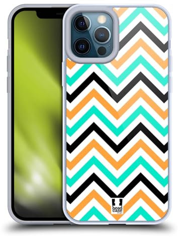 Head Case Designs Blaugrün Und Orange Neon Zigzag Gelhülle [Militärischer Schutzgrad] Kompatibel Mit Apple iPhone 12 Pro Max Und Kompatibel Mit MagSafe