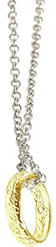 Funidelia | Ring mit Kette - Der der Ringe 100% OFFIZIELLE für Herren und Damen Der Herr der Ringe, Film und Serien, Hobbit, Lord of The Rings (LOTR) - Farben: Gold, Zubehör für Kostüm