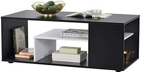 [en.casa] Couchtisch Osby 41 x 110 x 50 cm Beistelltisch Wohnzimmertisch Sofatisch Spanplatte Schwarz/Weiß