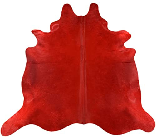 generisch KUHFELL ROT GEFÄRBT ca. 200 x 210 cm Rinder Fell Teppich