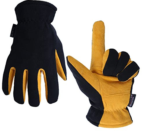 OZERO Hirschleder Winterhandschuhe, Thermo Lederhandschuhe Skihandschuhe Fahrradhandschuhe für Herren und Damen