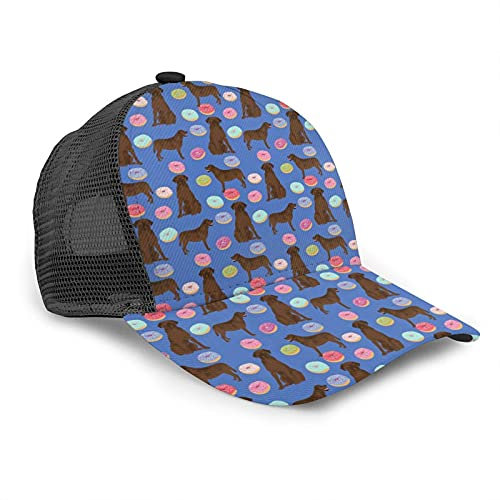 Oaieltj Unisex Baseball Cap Damen Herren Klassische Baseball Cap Verstellbare Snapback Mesh Trucker Hut Sonnenhut, Abrador Retriever Hunde Chocolate Labors Donuts, One size