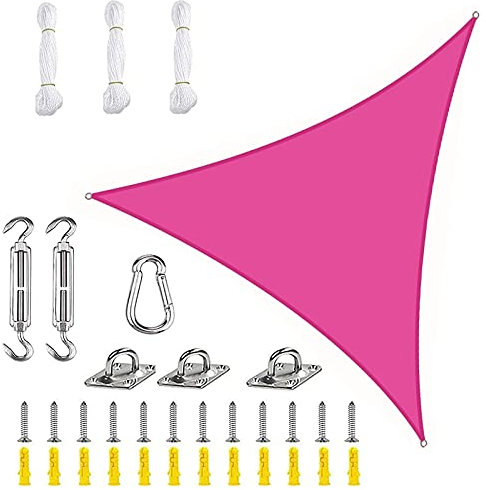 PYapron Sonnensegel Sonnenschutz Dreieck Polyester Windschutz Wetterschutz Wasserabweisend Imprägniert 95% UV Schutz Mit Seilen Und Befestigungs Kit Für Outdoor Garten,#21,6x6x6m