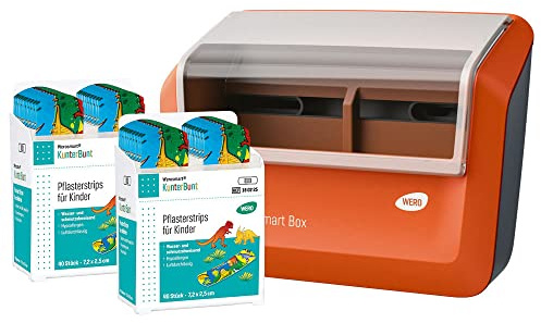 WERO Smart Box® Pflasterspender mit KunterBunt Pflasterstrips für Kinder | nachfüllbar mit Werosmart® Pflasterspender-Einsätze, zur Wandmontage, robust & hygienisch
