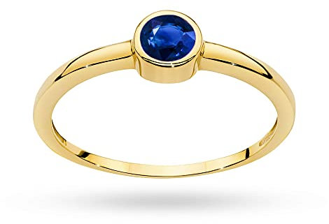 MARKO Klassischer Damenring aus Gold mit Saphir 0,30 Karat, 14 Karat Gold (585) | Goldring mit Box | Goldring für Frauen (Saphir, 60 (19.2))
