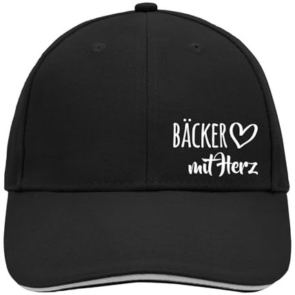 Huuraa Cappy Mütze Bäcker mit Herz Geschenk Black/Light Grey Bäcker Präsent