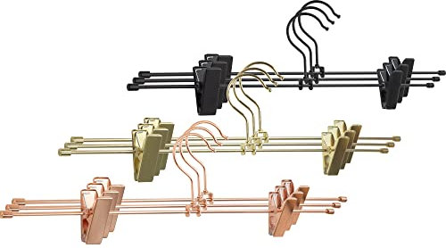 Natural Goods Berlin Gard Hosenbügel 360° drehbar Kleiderbügel Metall Wirbelhaken Multifunktionsbügel platzsparend Rockbügel für Kleiderstangen und Garderobenständer (Hosenbügel - 9er Set, Roségold)