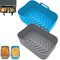 2 Pack Air Fryer Silicone Liners for Ninja Foodi Dual Zone 7.6L AF300UK and 9.5L AF400UK, Ninja Reusable Dual Air Fryer Pot Baskets Accessories, Food Safe Replacement Liner (Gray+Blue)