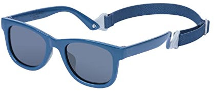 COCOSAND Baby Sunglasses with Strap Polarized Flexible Frame Soft Silicone Nose Pads for Toddler Girls Boys Age 0-24 Months, Bright Blue