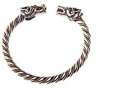 Windalf Wikinger Damen Bronze Armreif DRACON 5.7 cm gekordelter Drachen Armschmuck Handgeschmiedet