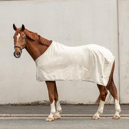 SUNRIDE Abschwitzdecke “Wellington” für Pferde aus weichem Fleece (280g/m²) - schnelltrocknend und leicht (125 cm, beige)