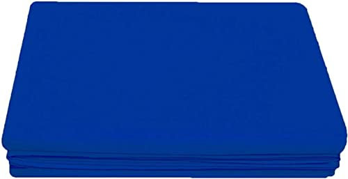 Ocean Nights Luxury Polycotton Flat Sheet Non-Iron Percale Blend Breathable Bed Sheets Single Double King Super King (Royal Blue, Single)