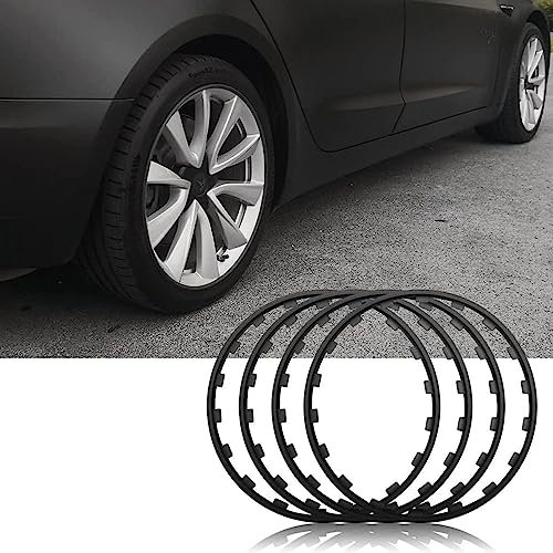 Leichtmetallfelgen Schutz, 16/17/18/19/20 Zoll Auto Felgenschutz, 4er Set, Felgenschoner, Radkantenschutzring, Antikollisions Kratzfest Auto Refit Zierleisten Set,Schwarz,18in