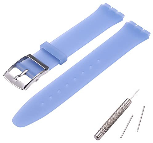 MCXGL Silikon Ersatzarmband Ultra-Thin Damenuhrband Kompatibel mit Swatch Skin Serie Uhrenarmband (16mm) (Dunkelblau)