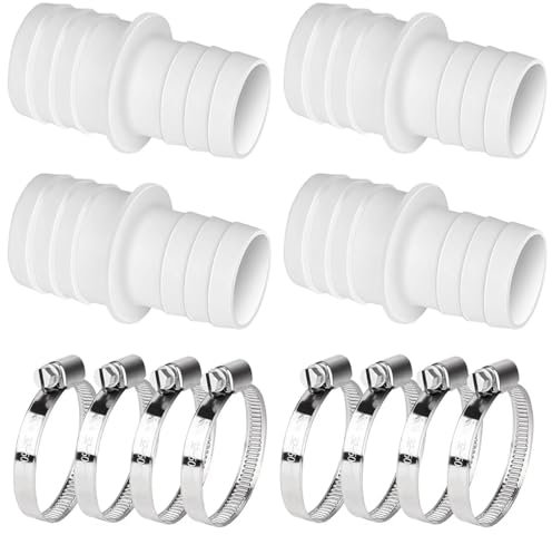 WANGCL Hose Connector for Pool Hose 32 mm to 38 mm Double Hose Nozzle Hose Connector Adapter 4 Hose Connectors with 8 Hose Clamps
