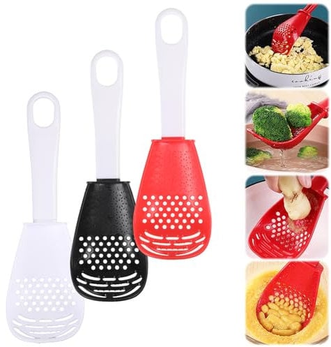 2 PCS Multifunctional Cooking Spoon,Heat Resistant Plastic Spoons Egg Separator,Kitchen Slotted Spoon Heat Resistant for Egg White Separator, Kitchen Tools for Cooking, Draining, Mashing, Grating