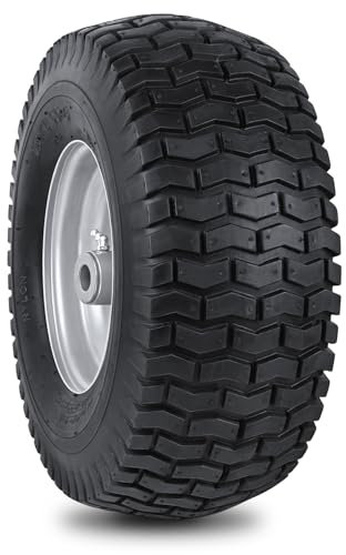 phepetroll Pneu avant de tondeuse à gazon 15 x 6,00-6 nhs 4 plis 38,5 x 6 x 6 pour tondeuse à gazon 258,5 kg avec bague en fer de 1,9 cm et 6 entretoises, remplacement pour tracteur à gazon de jardin,
