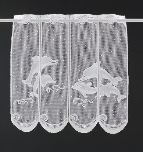 Gardinen Kranzusch Scheibengardine Delfin 45x110 cm H/B weiß Bistrogardine Vorhang Küche 1er Pack