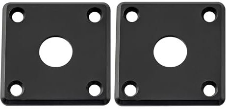 Musiclily Pro Plastic Curved Jack Plate Square Jackplates 10mm Hole for Epiphone LP SG Style Electric Guitar, Black (Set of 2)