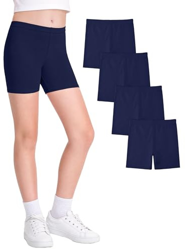 JOCMIC Cycling Shorts for Girls Cotton Teen Breathable and Safety Bike Summer Sports Gym Dance 4 Pack 5-14 Years