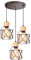 iDEGU 3-flammig Hängelampe Vintage aus Holz Metall Lampe im Industrie Design Käfig Lampenschirm E27 Deckenleuchte Retro Pendelleuchte für Esszimmer, Schlafzimmer, Küche, Flur (Holz, Rondell, Rost)