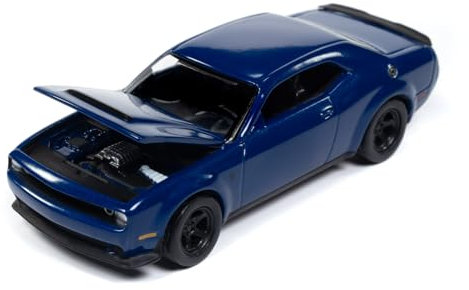 2018 Challenger SRT Demon Indigo Blue Limited Edition auf 2496 Teile Weltweit Premium Serie 1/64 Druckguss Modellauto von Auto World AWSP161