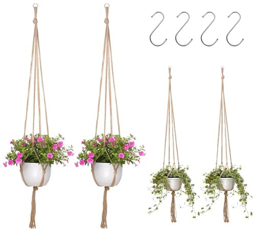 Littlegaofeithing Set 4 pezzi di cornici per piante appese con 4 ganci a forma di S, adatto per uso interno, esterno, giardino, balcone, cortile e finestra