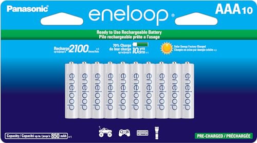 Eneloop Panasonic BK-4MCCA10FA AAA 2100 Zyklen NI-MH vorgeladene wiederaufladbare Batterien, 10 Akkus