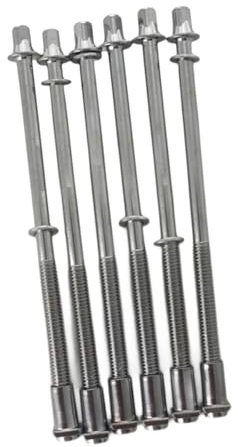 kowaku 6 Stück Spannschrauben Tom Lug Schrauben mit Radmuttern Trommelschrauben für Snare Drum, 6mm x 100mm
