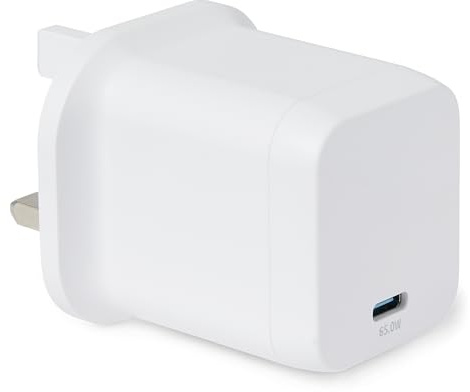 Amazon Basics Fast Charging USB C Nano GaN Wall Charger, 65W 1-Port PD 3.1 for Laptops, Tablets, Phones, White