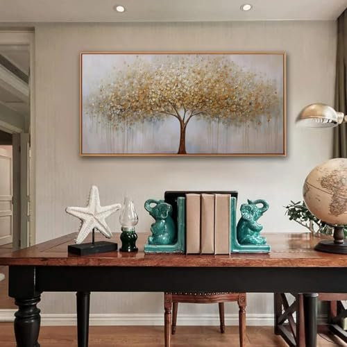 Arte murale Oro Albero della vita astratto Quadri Su Tela Grandi Dimensioni Moderna opera d'arte Tela pittura Textured Tree Pictures Decorazione murale 50x100cm Senza cornice