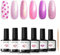 Modelones UV Nagellack 6 Farben Gel Nagellack UV Nageldesign Sets Soak Off Gel Polish für Maniküre Nageldesign, Rosa Lila Serie