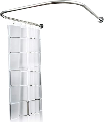 Duschvorhangstange U Form, Schieber Duschstange Edelstah Badewanne Duschvorhang Bogenstange,Ohne Bohren, für Badewanne, Einfache Installation