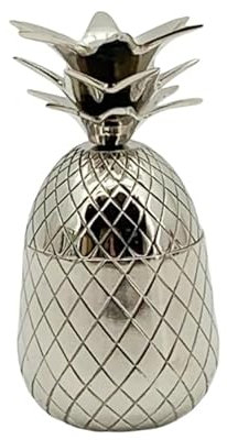 Luxurious and Vintage Pineapple Table Top Ice Bucket - Distressed Look, Art Deco Wine Cooler in Silver, Sturdy Aluminium in Sleek - Ideal for Bar, Office, Home, Living Room Decor, Gift (26cm)