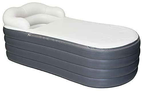 Bañera hinchable para adultos, bañera de hielo portátil grande, spa, bañera de remojo con cubierta de cremallera, diseñada con reposacabezas, soporte para bebidas (bomba de aire en 168 x 76 x 68 cm)
