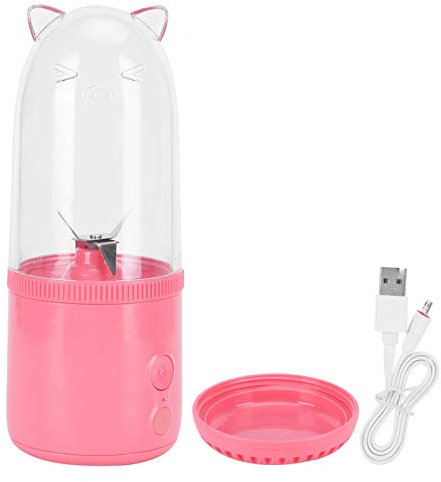 Sunicon 500ML Portable Small Blender USB Rechargeable Electric Fruit Juicer 4 Blades Mixing Cup (Pink)