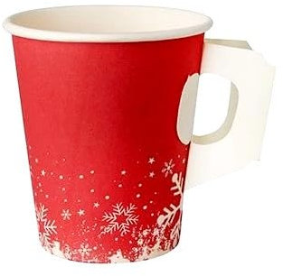 100 x Gobelets jetables à café en carton « Noël » 240ml pour les boissons chaudes et froides.
