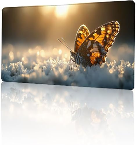 Amarillo Alfombrilla Gaming Mariposa Alfombrilla Ratón XXL 900 x 400 x 3 mm, Extendido Lmpermeable Antideslizante Gaming Mouse Pad Mejora la Precisión y la Velocidad, para Jugadores, PC, MAC T-589